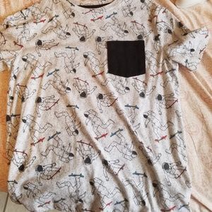 Boys L space astronaut on skateboard t shirt